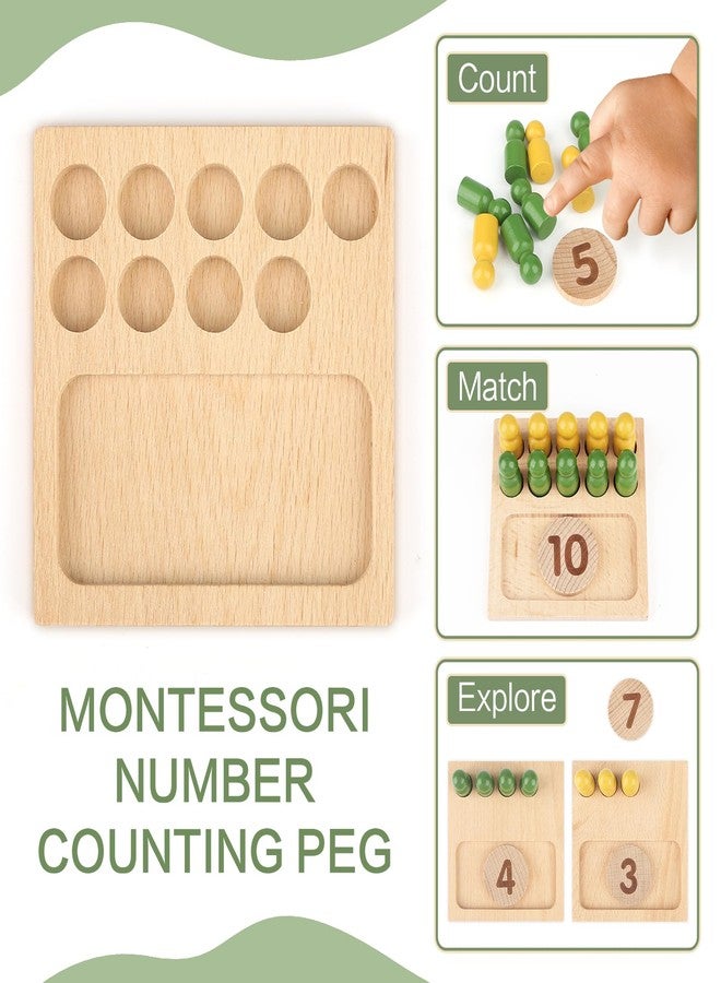 DINORUN Educational Toys for 3 4 5 Year Old Boy Girls Gifts - Preschool Learning Math and Numbers for Toddler 3+ - Math Manipulatives for Kids 3-6 - Montessori Wooden Counting Peg Board Materials - Image 3